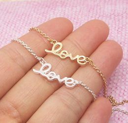 Pendant Necklaces Bridesmaid Gift Stainless Steel Clavicle Chain Love Statement Necklace Women Jewellery Minimalist Gold Colour Letter Collier