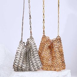 Evening bag Women Bags Designer Silver Metal Sequins Chain Woven Clutch Purse T