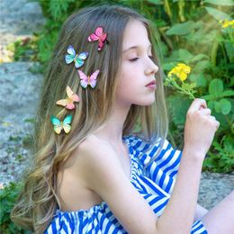 Hair Accessories 5Pcs Random Fashion Candy Colour Butterfly Clips Baby Girl Kids Barrette Wedding Hairpins Hairclip Ornament