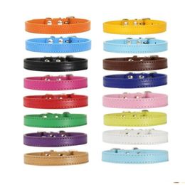 Dog Collars Leashes Personalization Plain Leather Solid Color Puppy Cat Collar Small Medium Large Extra F0425 Drop Delivery Home G Dhde2