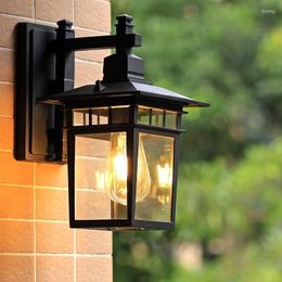 Wall Lamp Garden Black Outdoor Lighting Hallway Vintage Light Shop Outside Sconce Home Retro Lamps Free Bulb