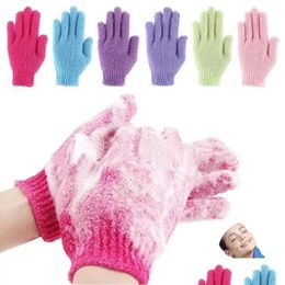 Bath Brushes Sponges Scrubbers For Exfoliating Glove Cleaning Body Bubbler Mas Wash Skin Moisturising Spa Five Fingers Shower Scr Dhkr0