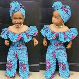 Ethnic Clothing 2023 Summer Fashion African Children Small Girl Printing Polyester Long Jumpsuit