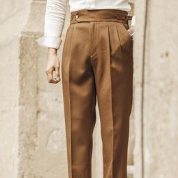 Men's Suits 2023 Autumn Winter Men Fashion Business Casual Suit Pants Male Solid Colour Woollen Slim Fit Straight Trousers W195