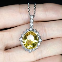 Pendant European and American style women yellow crystal flower zircon diamond white gold plated sweet necklace girls weddding party fashion Jewelry gifts