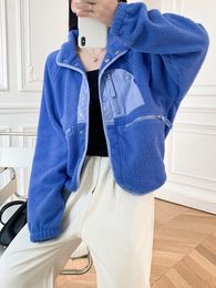 Women's Jackets Spring Coat Pink Coat Half High Collar Ladies Outerwear Thin Granular Fleece Jakcet 230111