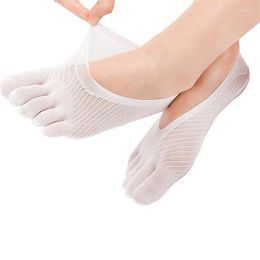 Women Socks Ultrathin Five-Finger Female Summer Toe Invisible Silicone Solid Colour Anti-Skid Breathable