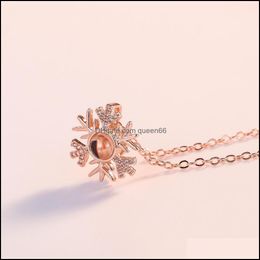 Pendant Necklaces Snowflake Necklace Love Memory Lover Jewelry Gift Wholesale I You Drop Delivery Pendants Dhdzi