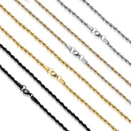 Chains Stainless Steel Rope Chain 4 Colors Width 2/3/4/5/6mm Various Length Never Fade Twisted Necklace Wholesale