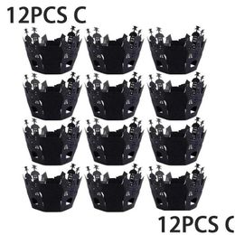 Other Festive Party Supplies 12Pcs Halloween Decoration Cupcake Wrapper Cup Muffins Horror Pumpkin Witch Bat Cake Toppers For Home Dh4Zb