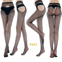 sex toys Sex stockings Sexy Lingerie Panties net socks small four sides three holes open file one-piece hollow perspective fishing eye