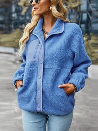 Women's Jackets Fashion Autumn Winter Sports Jacket Lapel Collar Full Sleeve Single Breasted All Match Versatile Chic Coat Top