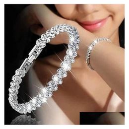 Party Favour 2021 Crystal Bracelet Womens Natural Zircon Bracelets Fl Of Diamonds European And American Roman Jewellery Drop Delivery H Dhtej