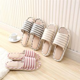 Slippers Womens Mens Flax 2023 Summer Slipper Couples Fashion Casual Home Indoor Floor Flat Shoes Sandals