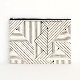 5pcs Cosmetic Bags Women Canvas Geometry Striped Prints Travel Long Storage Bag