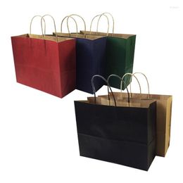 Gift Wrap 10 Pcs/lot 5 Color Big Kraft Paper Bags With Handle Wedding Birthday Party Christmas Year Shopping Package 32 25 11cm