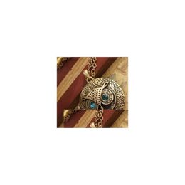 Pendant Necklaces Womens Fashion Jewellery Retro Openable Locket Owl Necklace Sweater Drop Delivery Pendants Dhmyj