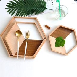 Plates Sushi Plate Home Decoration Rhombic Wooden Dish Family Dinner Tool Vintage Dessert Tray Polygonal Dining Tableware 1pcs