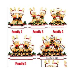 Christmas Decorations Reindeer Personalised Ornaments Survivor Quarantine Family 3 4 Mask Snowman Hand Sanitised Xmas Decorating Cre Dhpoz