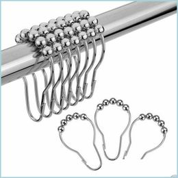 Robe Hooks Stainless Steel Colour Curtain Bath Roller Ball Shower Curtains Glide Rings Convenient Home Bathroom Accessories Drop Deli Dhvhe