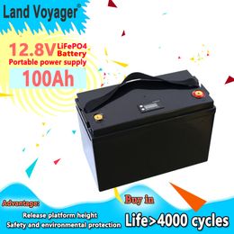 Land Voyager latest 12.8V 100Ah LiFePO4 battery pack 12V 100Ah batteries is suitable for generator picnic camping built-in 4S 100A BMS