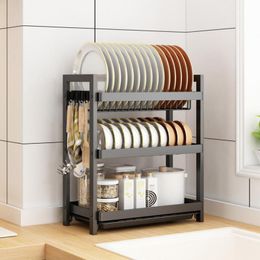 Dish Racks 2/3 Tiers Drainer Bowl Plate Drying Rack Spice Storage Sink Tableware Drainboard Pantry Kitchen Counter Shelf Organiser 230111