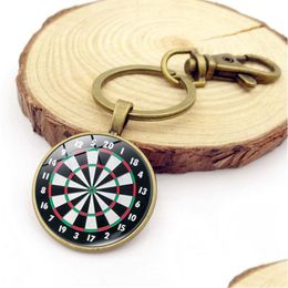 Key Rings Darts Target Chain Restore Ancient Time Gem Pendant Ring Dart Sports Lovers Holder Drop Delivery Jewellery Dhbif