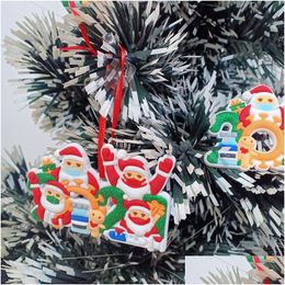 Christmas Decorations Quarantine Ornaments Santa Claus Writing Families Names Cartoon Heads Tree Pendants Drop Delivery Home Garden Dhejk