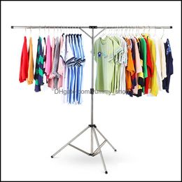 Hangers Racks Stainless Steel Foldable Drying Travel Indoor Room Balcony Portable Rack Expanded Size Width 125 To 185Cm High 65 Dr Otuqk