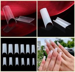 False Nails 504Pcs Ultra Thin Matte Square French Nail Tips U / C Curved Half Cover 12 Sizes Clear Natural