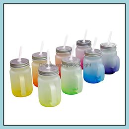 Water Bottles Glass Bottle With Portable St Family Breakfast Milk Juice Coffee Coke Cup Simple Office Drinkware Drop Delivery Home G Dhbam