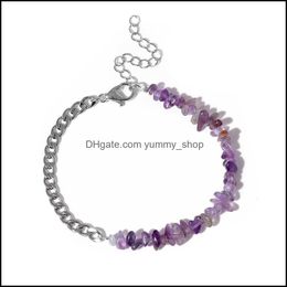 Charm Bracelets Lucky Rainbow 7 Chakra Natural Stone Amethyst Healing Mala Pray Yoga Bracelet For Women Jewelry Gift Drop Delivery Dhc9F