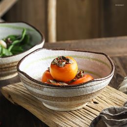 Bowls 8 Inch Japanese Ceramic Soup Noodle Bowl Simple Household Large Capacity Fruit Salad Dessert Rice Kitchen Tableware