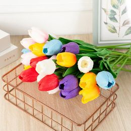 Decorative Flowers & Wreaths 2PCS Tulip Artificial Flower Real Touch Bouquet For Home Garen Decor Wedding Decoration Fake