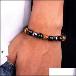 Beaded Natural Black Onyx With Stone Hematite Tiger Eye Strand Wrap Buddha Bracelets Ampbangles Jewelry Accessori 97 L2 Drop Delivery Dh4E5