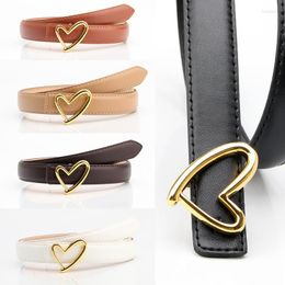 Belts Female Jeans Dress Waistband Faux Leather Solid Color Golden Love Oval Buckle Belt For Women Hollow Out Heart