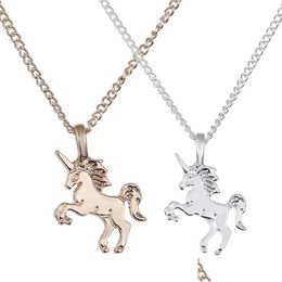 Pendant Necklaces Fashion Women Horse Necklace Plating Chain Choker Christmas Jewellery Lovely Gift Drop Delivery Pendants Dhuke