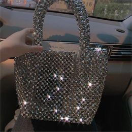 Evening Bags Pearls Bag Beaded Box Totes Women Party Elegant Vintage Handbag 2023 Summer Drop Silver