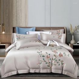 Bedding Sets High Quality 1000TC Egyptian Cotton Set Plants Embroidery Duvet Cover Bed Sheet Pillowcases