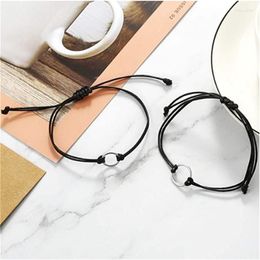 Link Bracelets Friend Circle Wish Bracelet For Women Men Adjustable Black Rope Friendship Couple DIY Jewelry