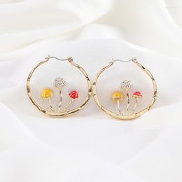 Dangle Earrings Makersland Unique Mushroom For Women Gold Color Geometries Round Accessaries Trendy Hoop 2023 & Chandelier