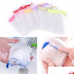 Bath Brushes Sponges Scrubbers Portable Manual Foaming Net Bag Wash Face Soap Liquid Whipped Mousse Shower Gel Blister Bubble Mes Dh1Om