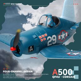 Simulators Wltoys XK RC Aeroplane A500 QF4U Fighter Four Channel Like Real Machine Remote Control Planes 6G Mode Toys for Adults 230111