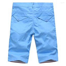 Men's Shorts Wholesale- WOQN Men 201Summer Casual Fashion Cotton Slim Masculina Men's Beach Bermuda Trousers Knee Length Shor