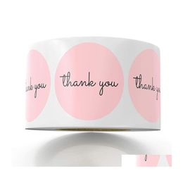 Adhesive Stickers 500Pcs Thank You 1Inch Pink For Company Giveaway Birthday Party Favours Labels Mailing Supplies Festival Drop Deliv Dh4Fx