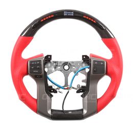 Car Styling Driving Wheel Real Carbon Fiber LED Display Steering Wheels Compatible For Prado Tundra 4Runner Auto Parts