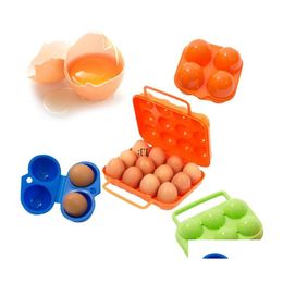 Storage Boxes Bins 2/4/6/12 Grid Egg Box Container Portable Plastic Holder For Outdoor Cam Picnic Eggs Case Kitchen Organizer Drop Ot6Wi