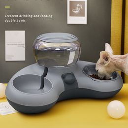 Cat Bowls Feeders VKTECH Pet Automatic Feeder Dog Food With Water Fountain Double Drinking Raised Stand Dish For s 230111