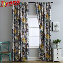 Curtain & Drapes 1 PC 100 130 American Style Flowers Printed Curtains For Living Room Modern Art Plant Blackout Window Bedroom NT