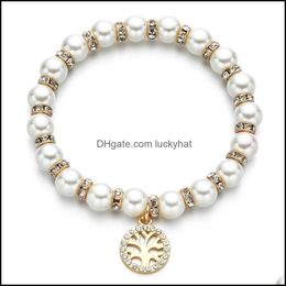 Beaded Pearl Bracelets For Woman Cuff Bracelet Anniversary Gift Luxury Jewelry Tree Of Life Pendant Drop Delivery Dhgyo